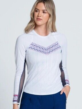 Lucky In Love Riviera Breeze Club long sleeve tennis shirt Size Medium